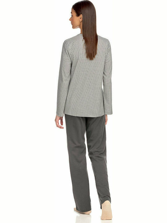 Vamp Winter Damen Pyjama-Set Baumwolle Gray