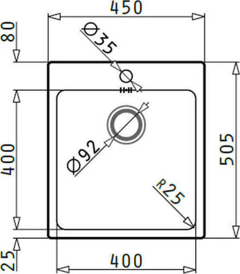 Pyramis 1B Inset Ledge Ένθετος Inox Σατινέ Μ45xΠ50.5cm Ασημί