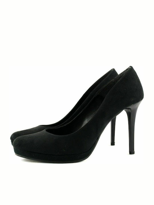 Stefania 1120 Black Suede Pumps mit Stiletto-Absatz Schwarz