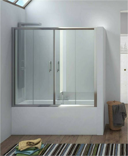 Karag Flora 300 Duschwand Badewanne mit Schieben Tür 170x148cm Klarglas