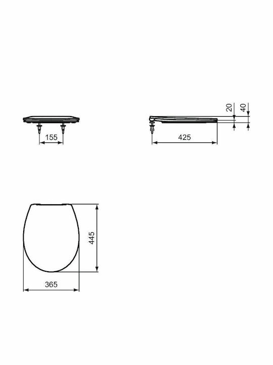 Ideal Standard Simplicity Капак за тоалетна Пластмаса 44x35см Бял