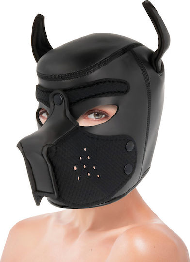 Darkness Neoprene Dog Hood with Removable Muzzle BDSM Mask in Red Color