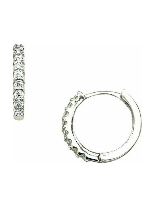 Earrings Hoops made of Silver with Stones