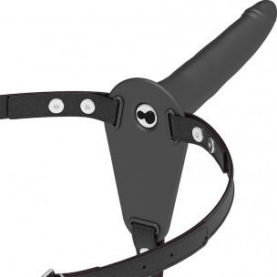 Fetish Submissive Silicone Vibrating Strap-on Harness με Dildo 15cm και Δόνηση σε Μαύρο Χρώμα