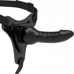 Fetish Submissive Silicone Strap-on Realistic Harness με Dildo 16cm σε Μαύρο Χρώμα