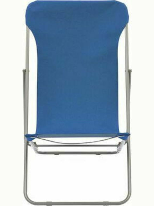 Deckchairs Metallic with Blue Fabric 2pcs 75x57x99cm