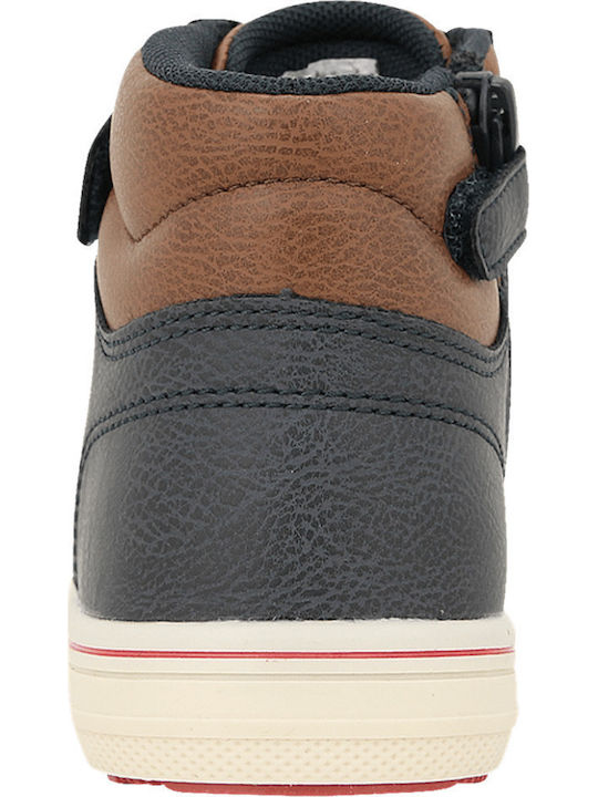 Houston Leather Kids Boots with Velcro Navy Blue