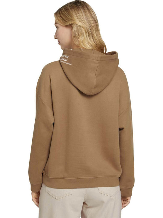 Tom Tailor Women's Long Hooded Sweatshirt Beige