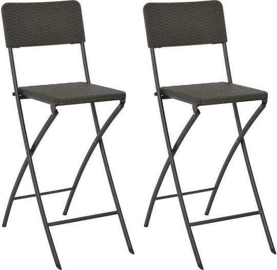 Bar Stool for Outdoor Space made of Polypropylene Brown 2 Pieces 45x63x114cm