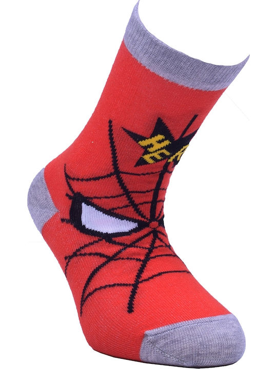 Like high socks with spiderman prints 1 pair Red