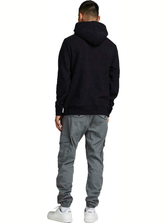 Jack & Jones Men's Sweatshirt with Hood and Pockets Black