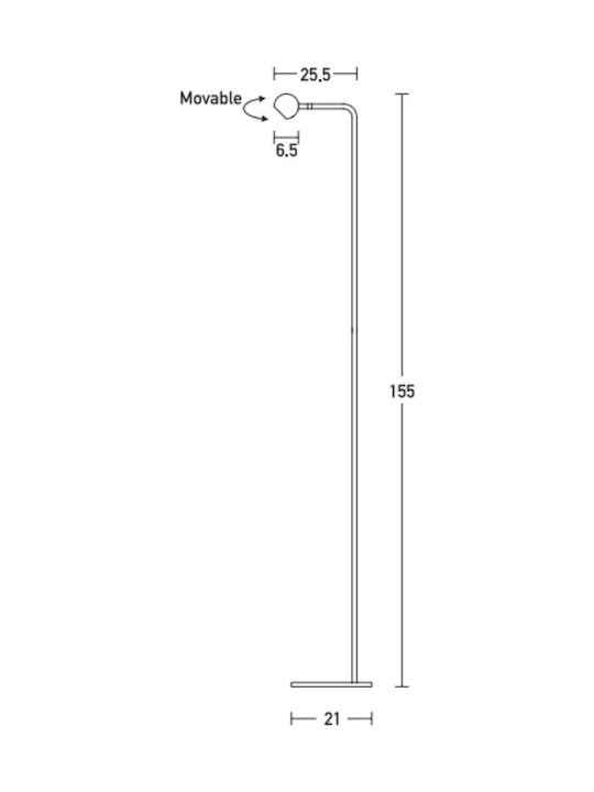 Zambelis Lights LED Φωτιστικό Δαπέδου Υ155xΜ21εκ. με Θερμό Λευκό Φως 400lm Μαύρο