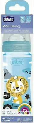 Chicco Plastic Bottle Well Being Anti-Colic with Silicone Nipple for 2+ months Light Blue Lion 250ml 1pcs