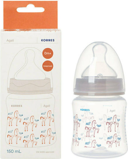 Korres Plastic Baby Bottle Agali Anti-colic with Silicone Teat for 0+ Months Grey 150ml