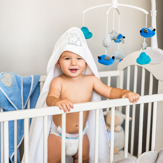 Babyono Baby Hooded Bath Towel White 100x100cm