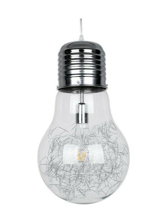 GloboStar Lamp Hängende Deckenleuchte Federung für Fassung E27 Silber