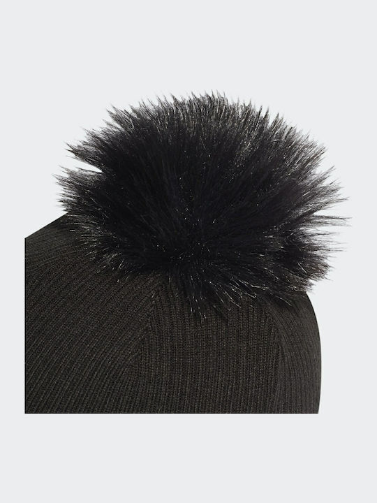 Pom Pom Beanie Beanie Knitted in Black color
