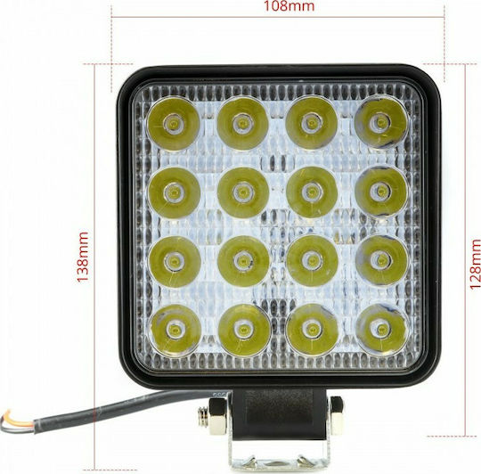 Einparts Квадратς Водоустойчив Фарове за кола LED Универсален 9 - 32V 48W 1бр