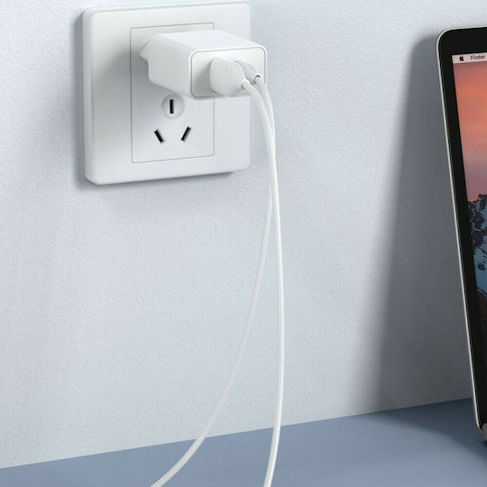 Veger Φορτιστής Χωρίς Καλώδιο με Θύρα USB-A και Θύρα USB-C 20W Power Delivery / Quick Charge 3.0 Λευκός (VLS202U)