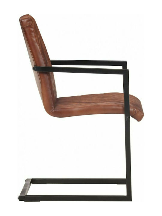 Cantilever Dining Room Genuine Leather Armchair Coffee 51x56x91cm 2pcs