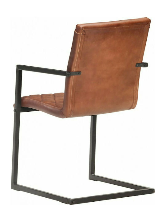 Cantilever Dining Room Genuine Leather Armchair Coffee 51x56x91cm 2pcs