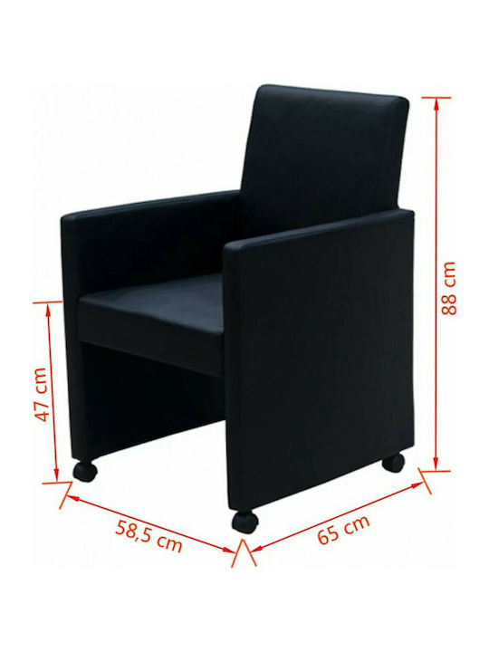 Dining Room Artificial Leather Armchair Black 58.5x65x88cm 2pcs