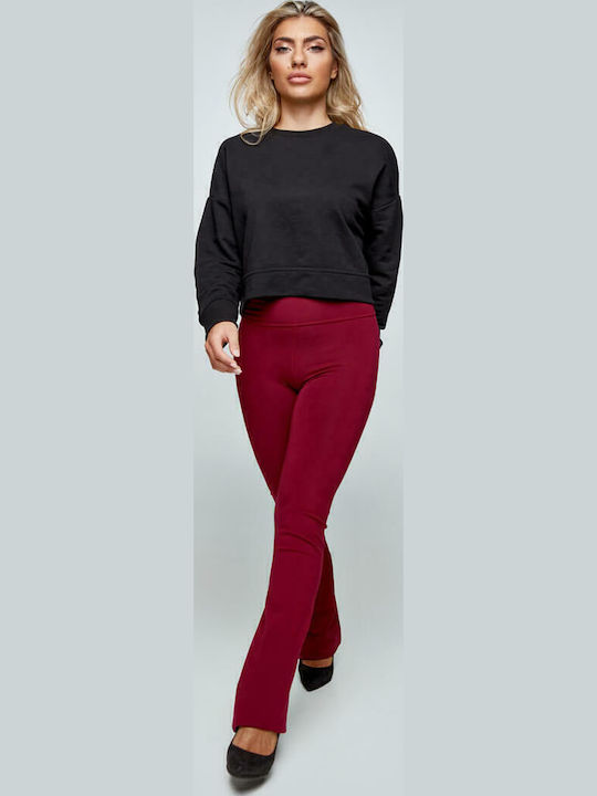 Jazz Training Women's Long High Waist Push Up Burgundy Leggings
