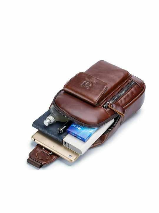 Leather Men's Bag Sling Brown