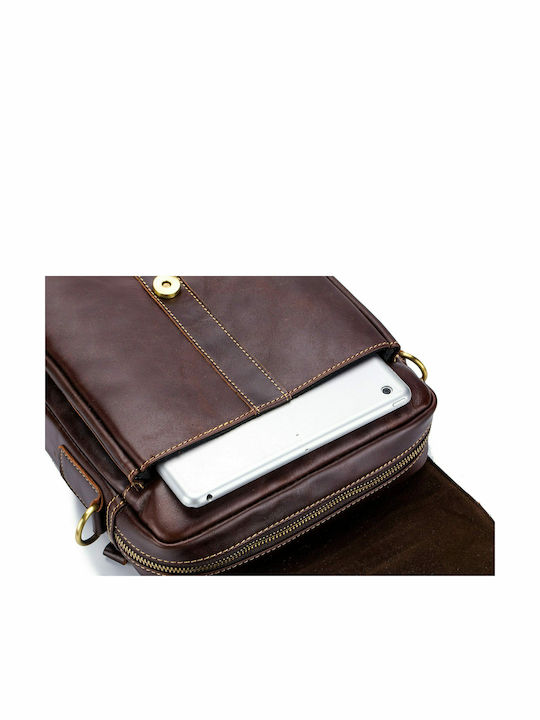 Leather Men's Bag Shoulder / Crossbody Dark Brown