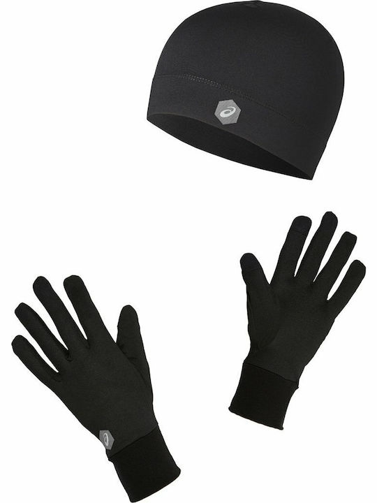 Running Pack Unisex Set with Beanie Knitted in Black color