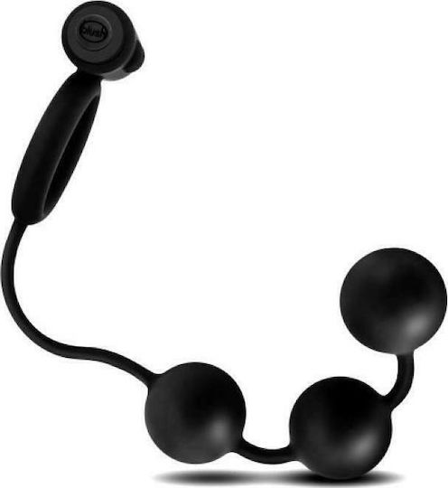 Blush Anal Adventures Platinum Anal Beads with Vibrating Cockring Δονούμενο Δαχτυλίδι Πέους Σιλικόνης Μαύρο BL-01905