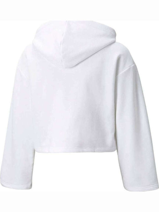 Puma Kids Cropped Sweatshirt with Hood White