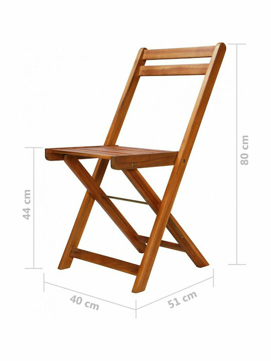 Scaun de catering Lemn Acacia 2buc 40x51x80cm