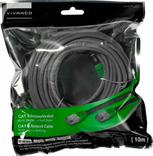 Vivanco F/UTP Cat.6 (Gigabit) Καλώδιο Δικτύου Ethernet 10m Μαύρο