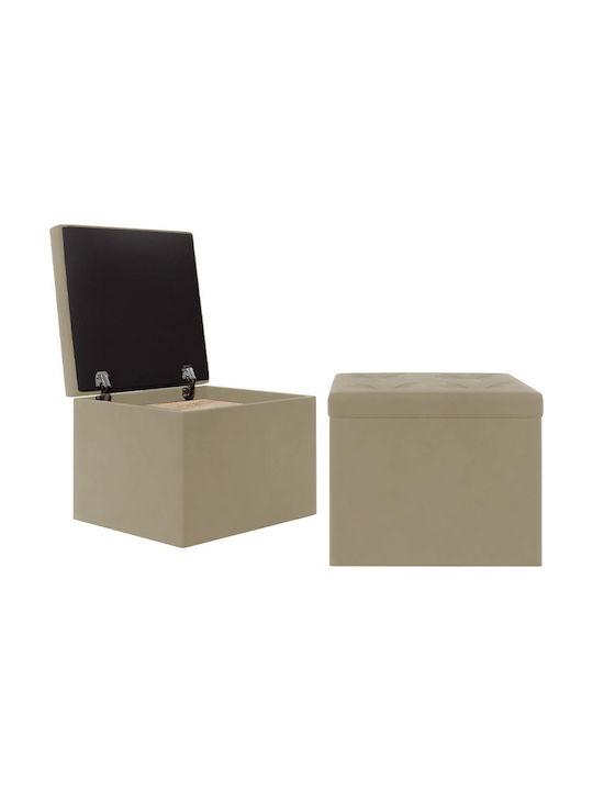 Stool Bench Stool With Storage Space Upholstered with Fabric Beige 50x50x46cm