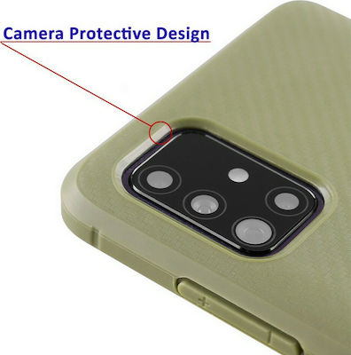 Idol 1991 Carbon Rugged Camera Protective Silicone Back Cover Durable Green (Galaxy A20s)