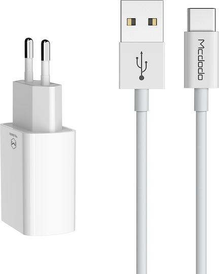 Mcdodo Încărcător cu 2 Porturi USB-A și Cablu USB-C Albς (CH-6721)