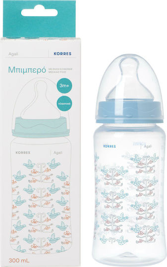 Korres Plastic Baby Bottle Agali Anti-colic with Silicone Teat for 3+ Months Blue 300ml