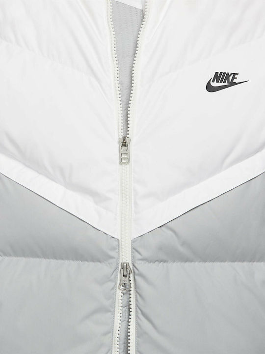 Geci Bărbați Sportswear Storm-Fit Iarna Puffer Cu Protecție Împotriva Vântului Alb / Gri Fum Deschis