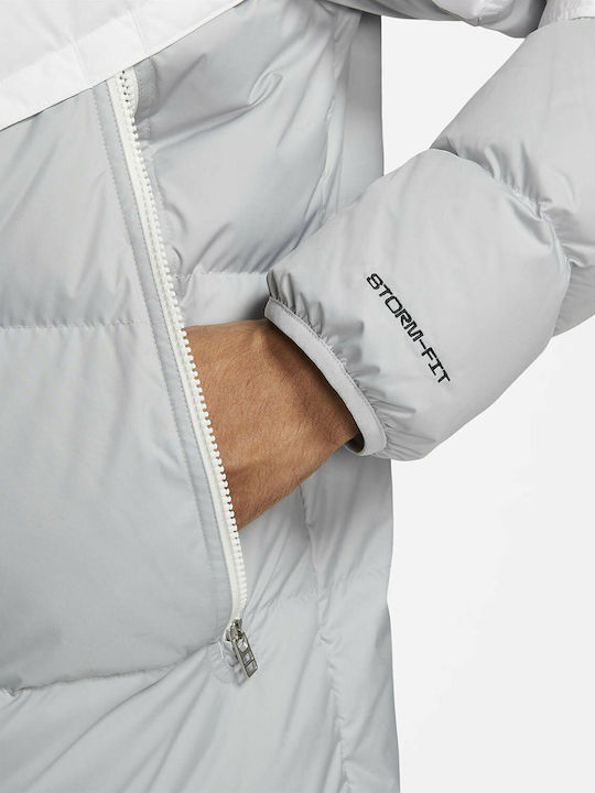 Geci Bărbați Sportswear Storm-Fit Iarna Puffer Cu Protecție Împotriva Vântului Alb / Gri Fum Deschis