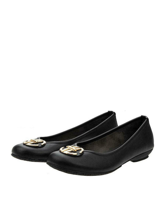 Synthetic Leather Ballerinas Black