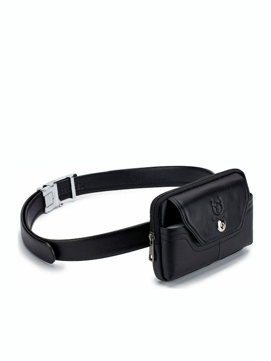YB-0004 Men's Leather Belt Bag Black