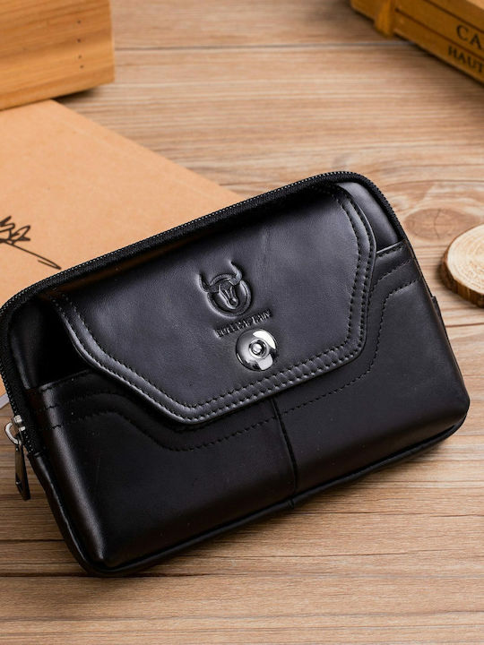 YB-0004 Men's Leather Belt Bag Black
