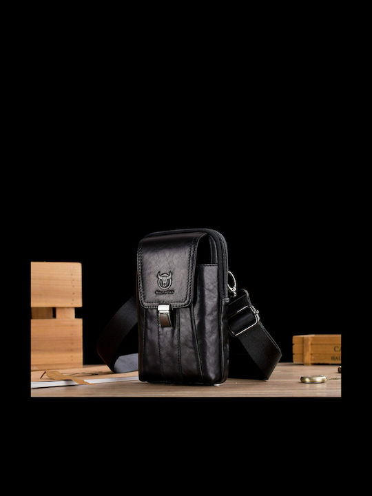 Leder Herrentasche Schulter / Crossbody Schwarz