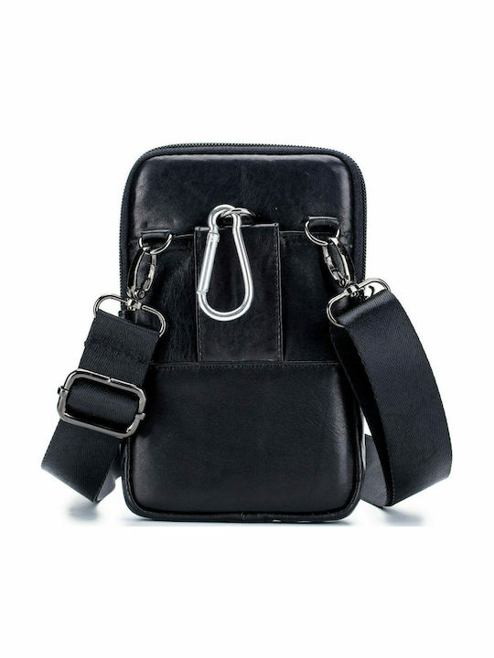 Leder Herrentasche Schulter / Crossbody Schwarz