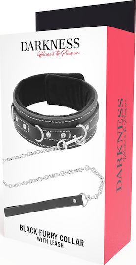 Darkness Black Furry Collar With Leash Collar in Black Color