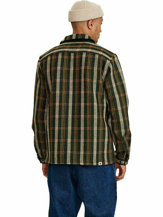 Anerkjendt Aksoldado Men's Shirt Overshirt Long Sleeve Checked Deep Forest