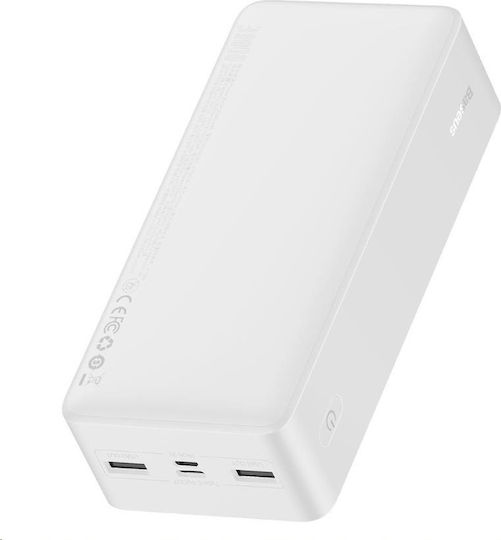Baseus Bipow Power Bank 30000mAh 15W mit 2 USB-A Anschlüssen und USB-C Anschluss Stromlieferung Weiß