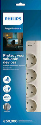 Philips 4-Outlet Power Strip with Surge Protection 2m White