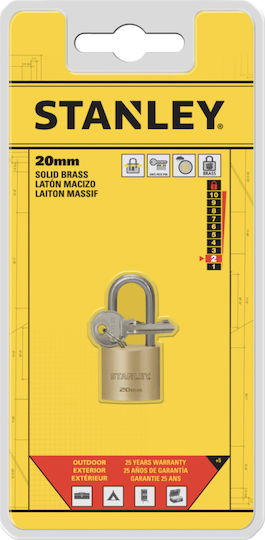Stanley Bronze Padlock Lengthened with Key 20mm 1pcs